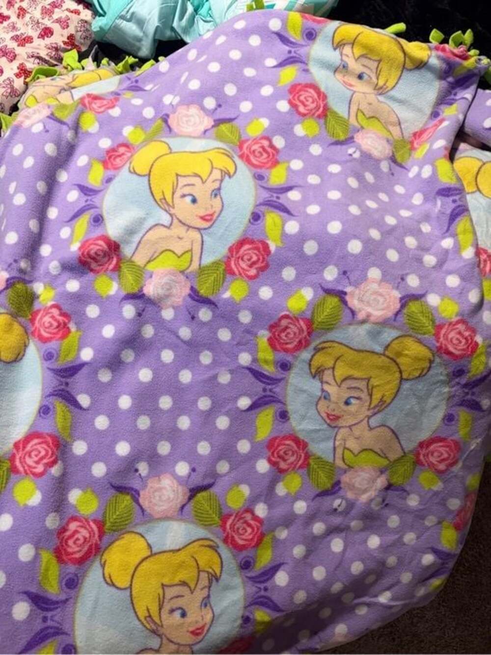 Tinker Bell Purple Polka Dot Fleece Throw